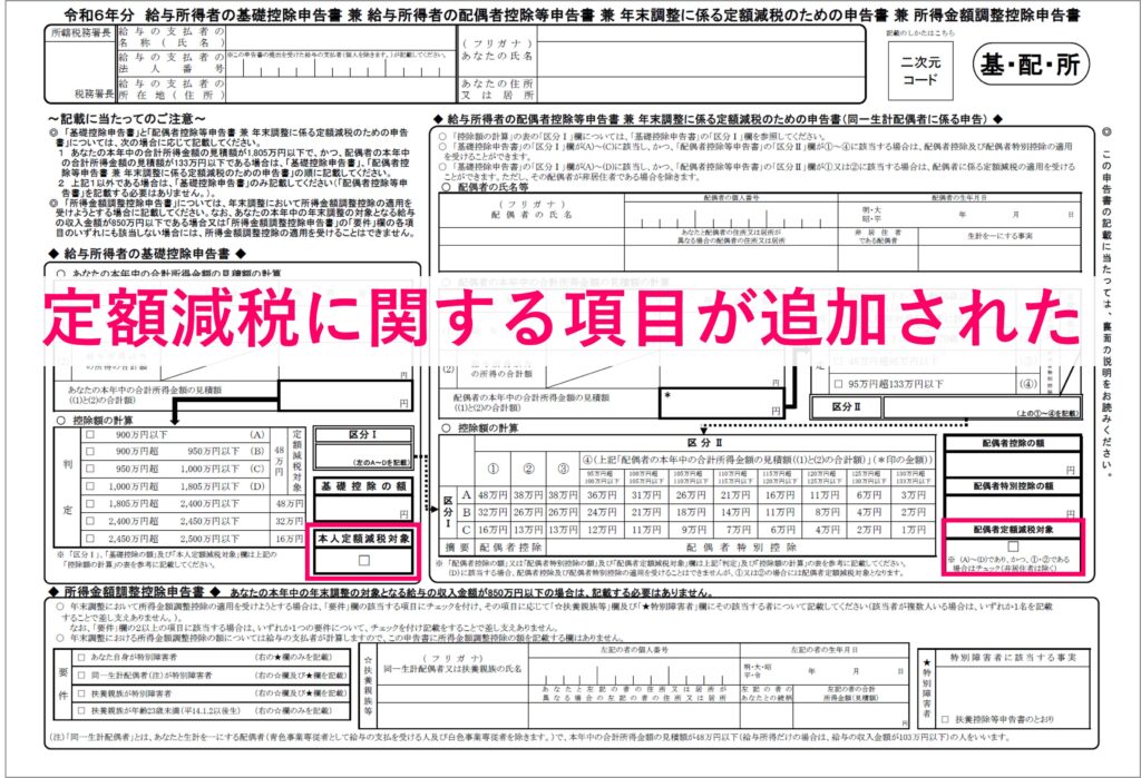 定額減税に関する項目