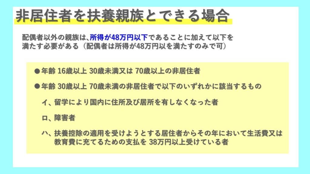 非居住者を扶養親族とできるケース